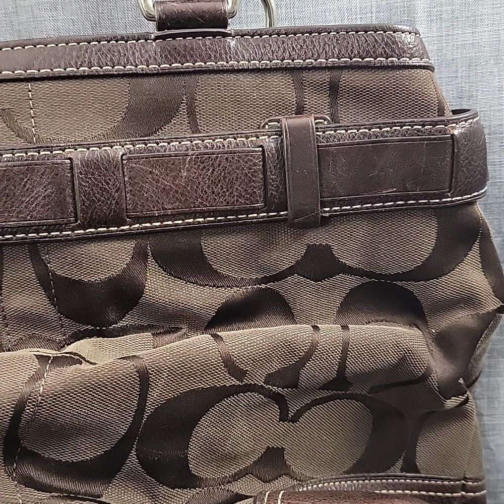 Coach Hampton Signature Logo Python Brown Tote Sh… - image 5